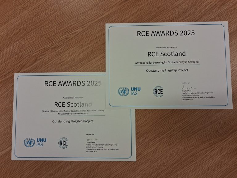 Double global award recognition for Learning for Sustainability Scotland
